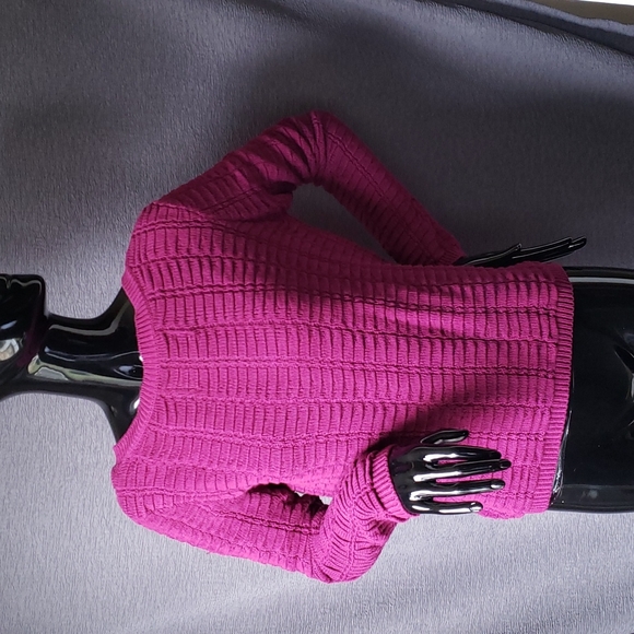 Aiko textured aline pullover sweater, magenta - Picture 2 of 6